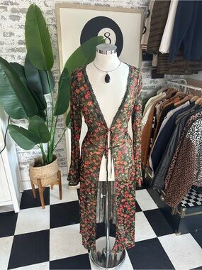 Floral Tie-Waist Maxi Dress/Duster